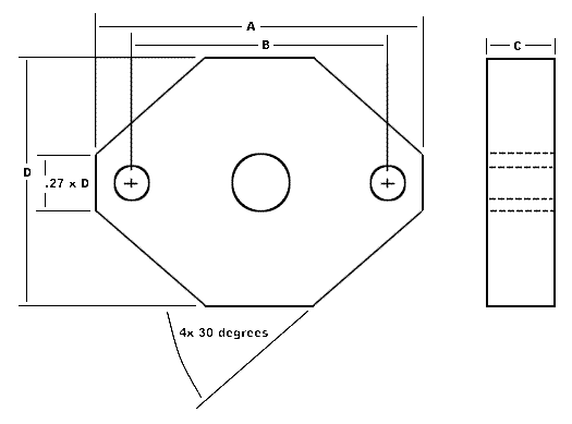 drawing of 2-bolt plastic flange