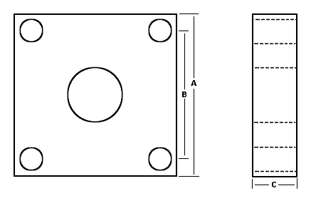 Drawing of 4-bolt plastic flange